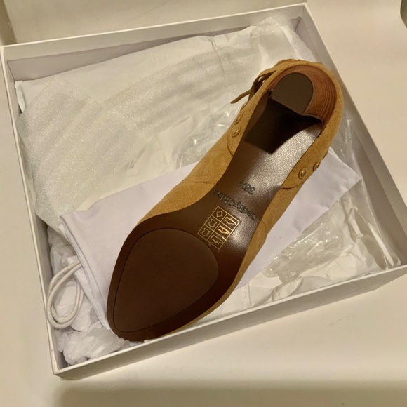 See by Chloé Medium Beige Tan Suede Tasseled Studded Bootie Nude Ankle Boot 36.5 - Picture 3 of 11